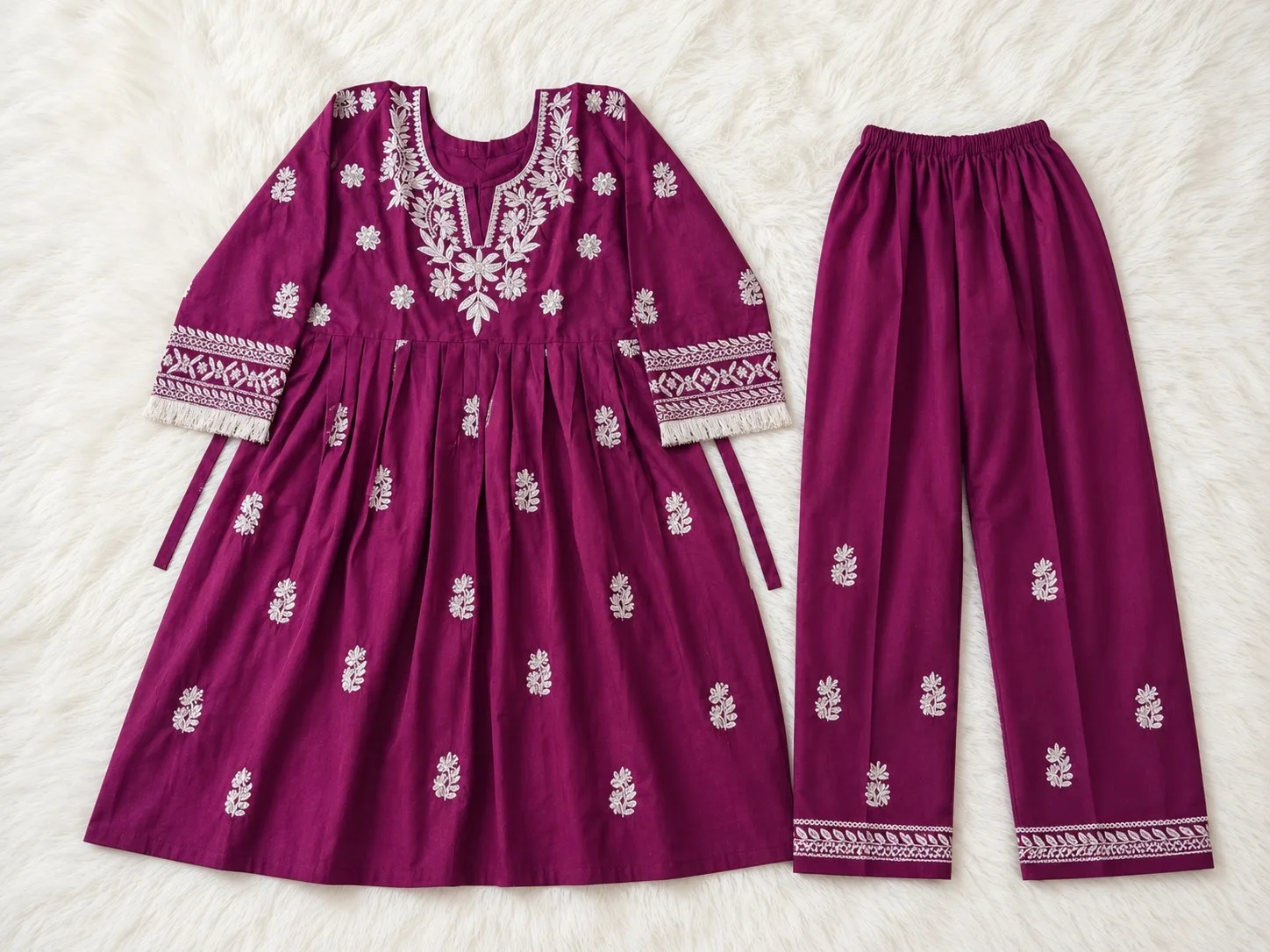 Pure Cotton Floral Embroidery Dress