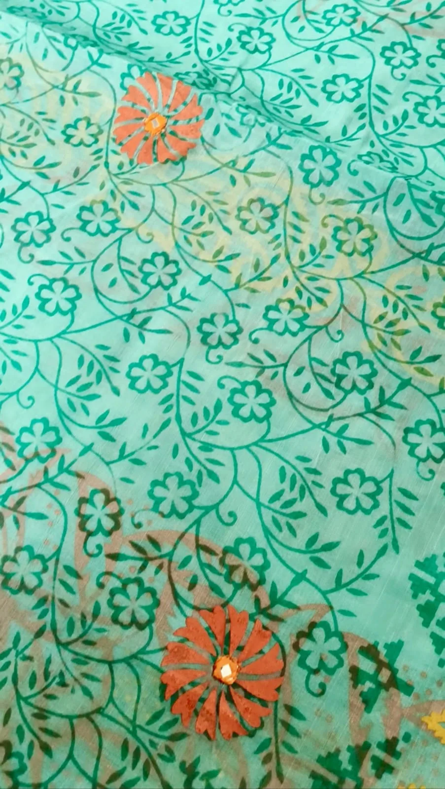 Premium Sky Blue Soft Cotton Hand Embroidered Saree